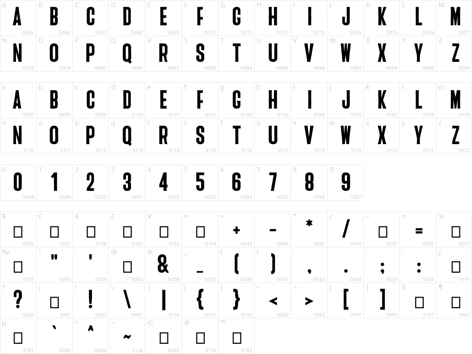 Flavor Sans Character Map