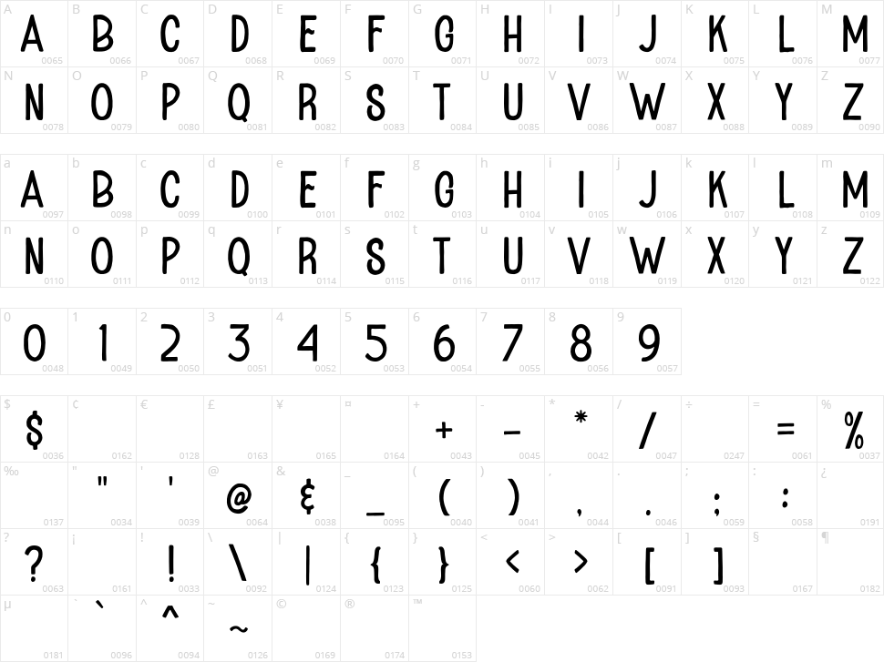 Flavory Sans Character Map