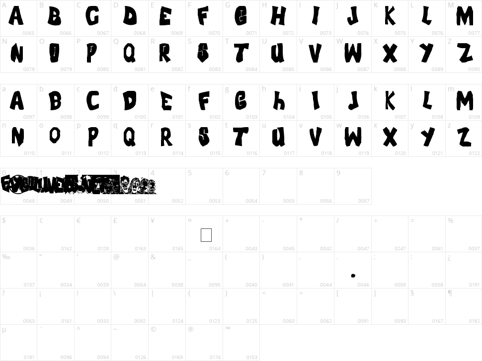 FLH-Font Character Map