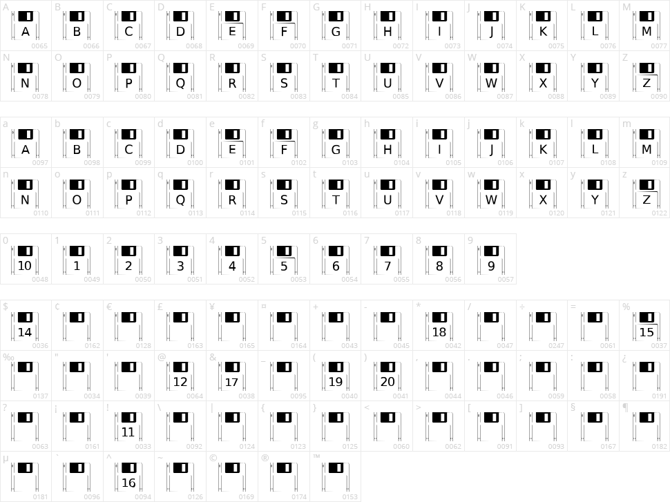 Floppy Disk Character Map