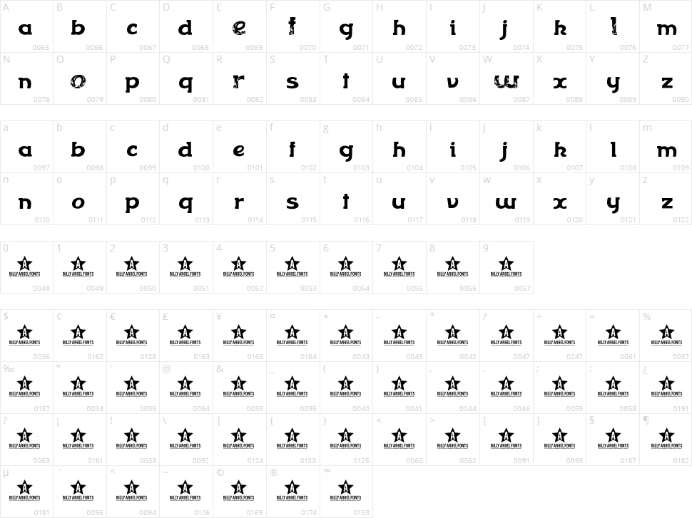 Flowerflow Character Map