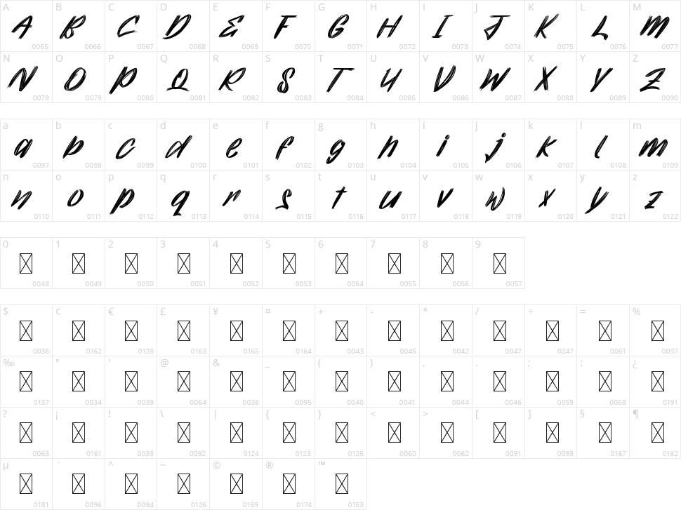 Flowsand Character Map