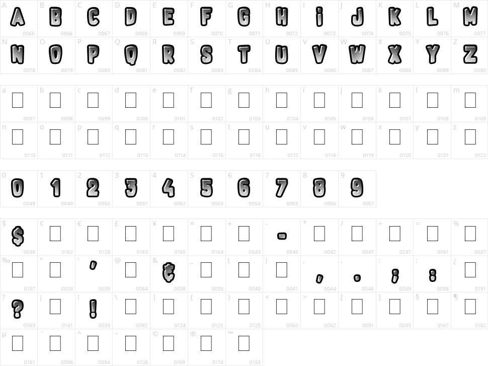 Fluo Gums Character Map