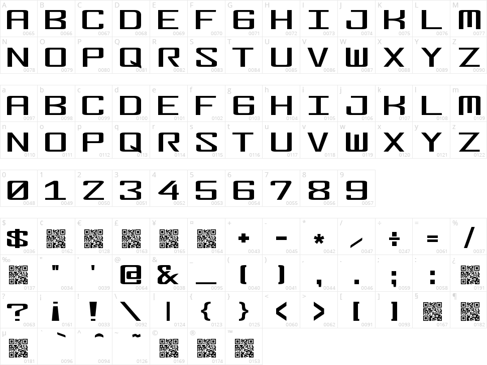 Fonderian Character Map