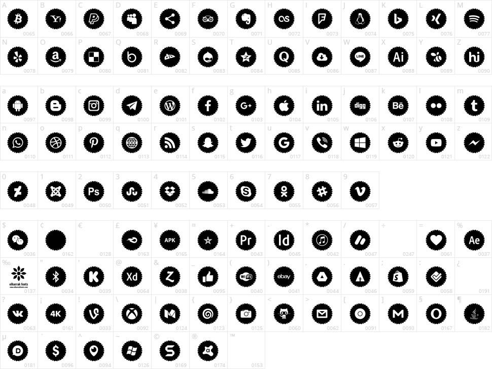 Font 120 Logos Character Map