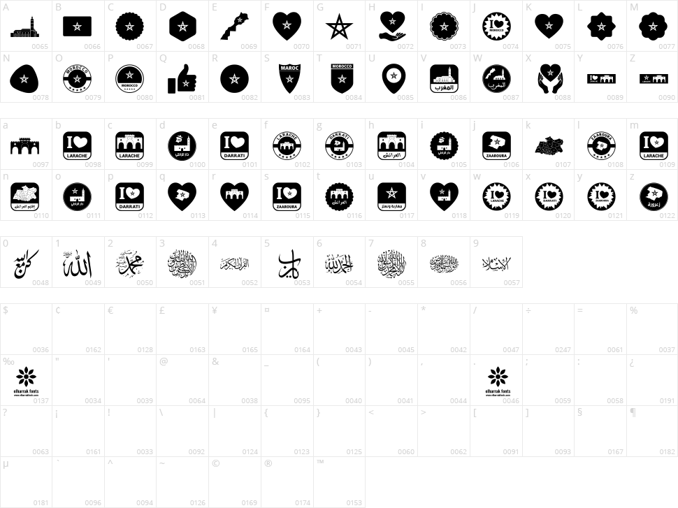 Font Larache Color Character Map