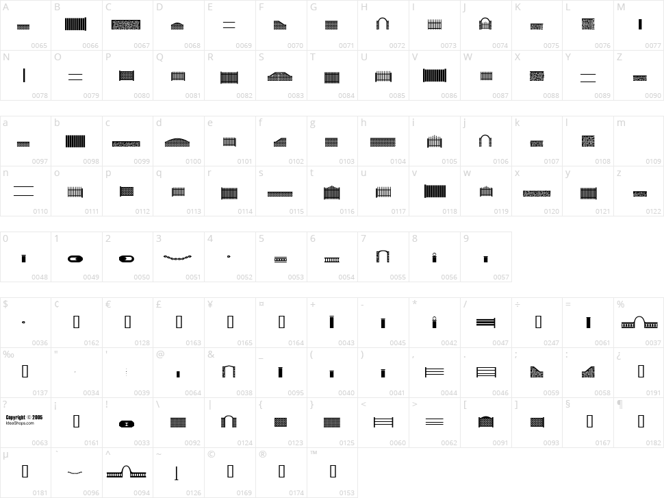 FontCo Fences Character Map