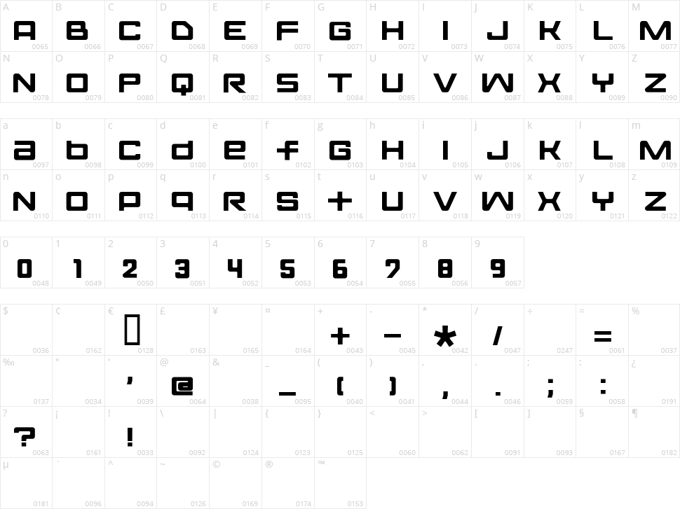 Fontopo Solid Character Map