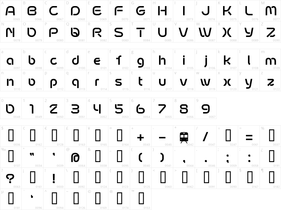 Fontopo Subway Character Map