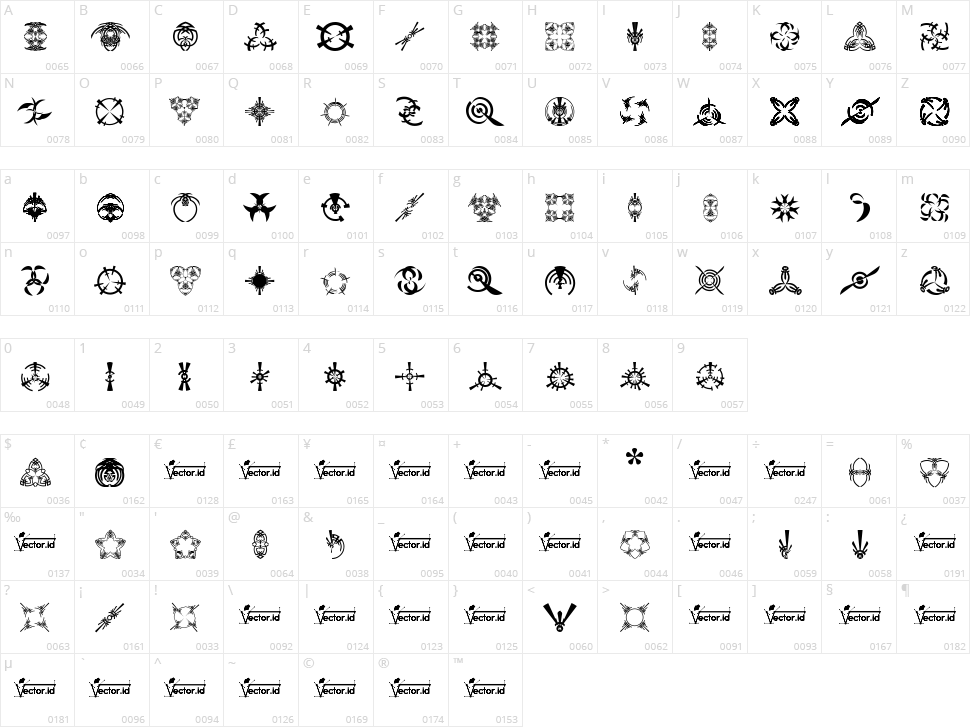 Fonts Vector Ancient Symbol Character Map