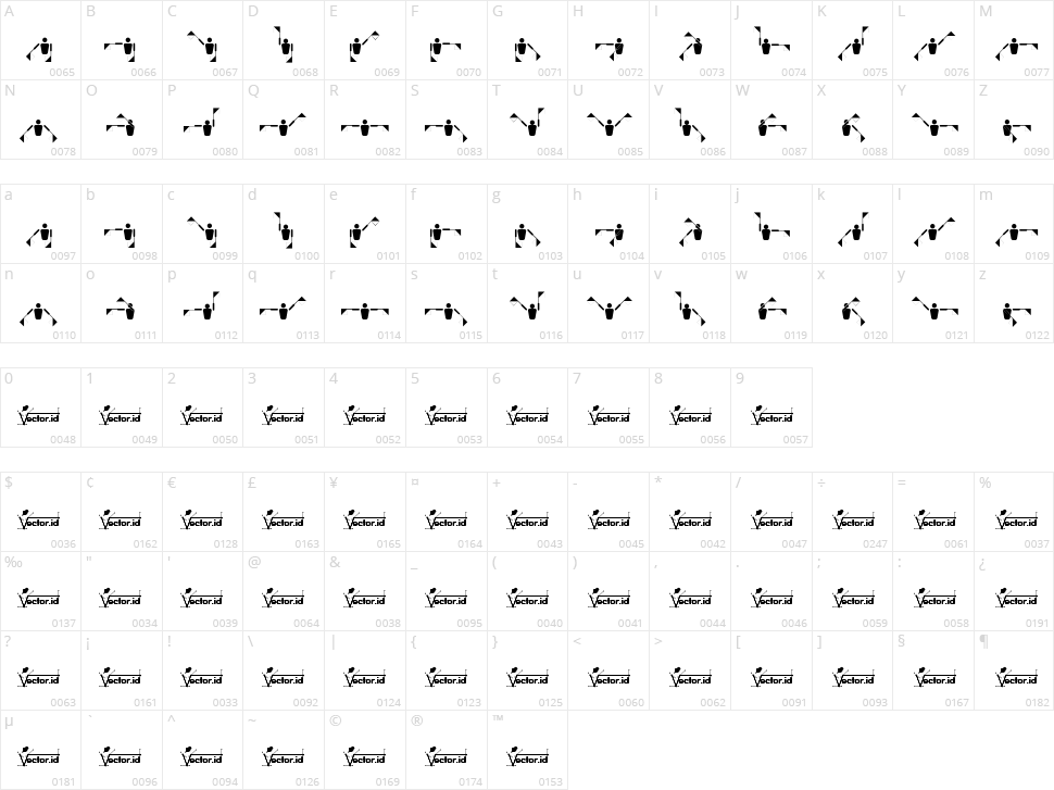Fonts Vector Semaphore Flag Character Map