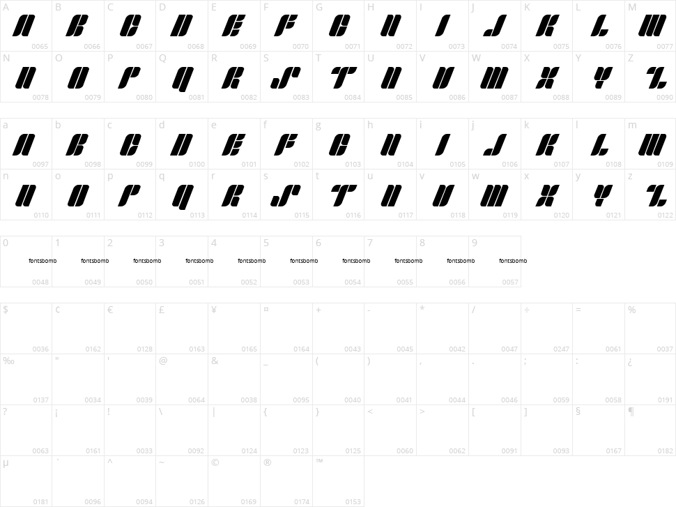 Fonts Bomb Skipper Character Map