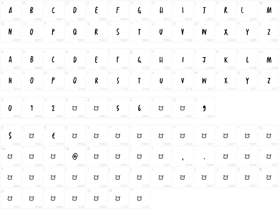 Fossegrim Character Map