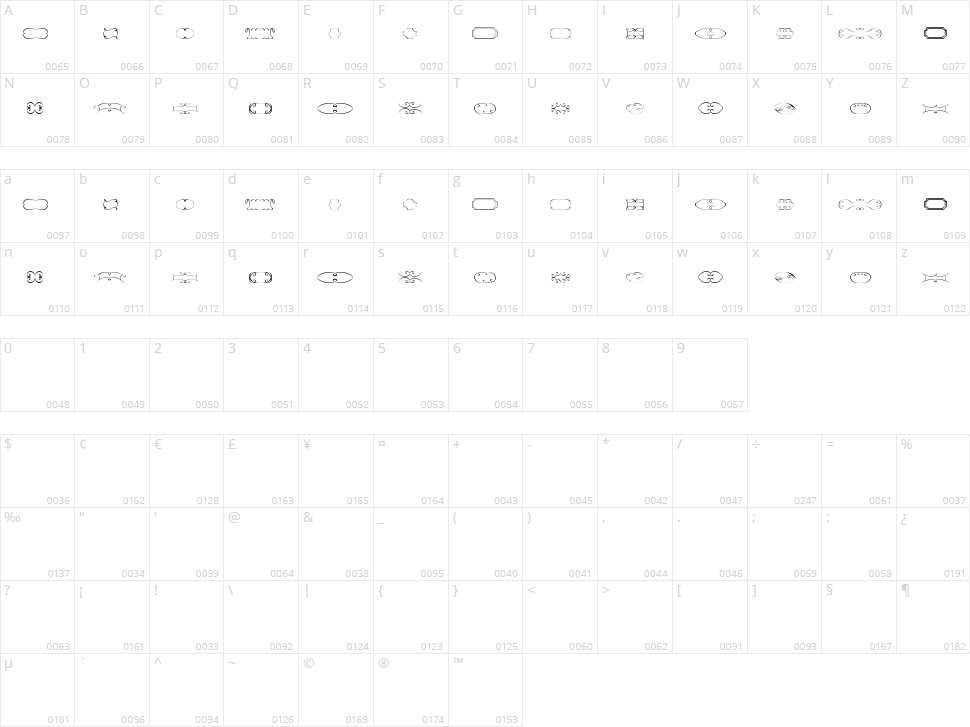 Frames TFB Character Map