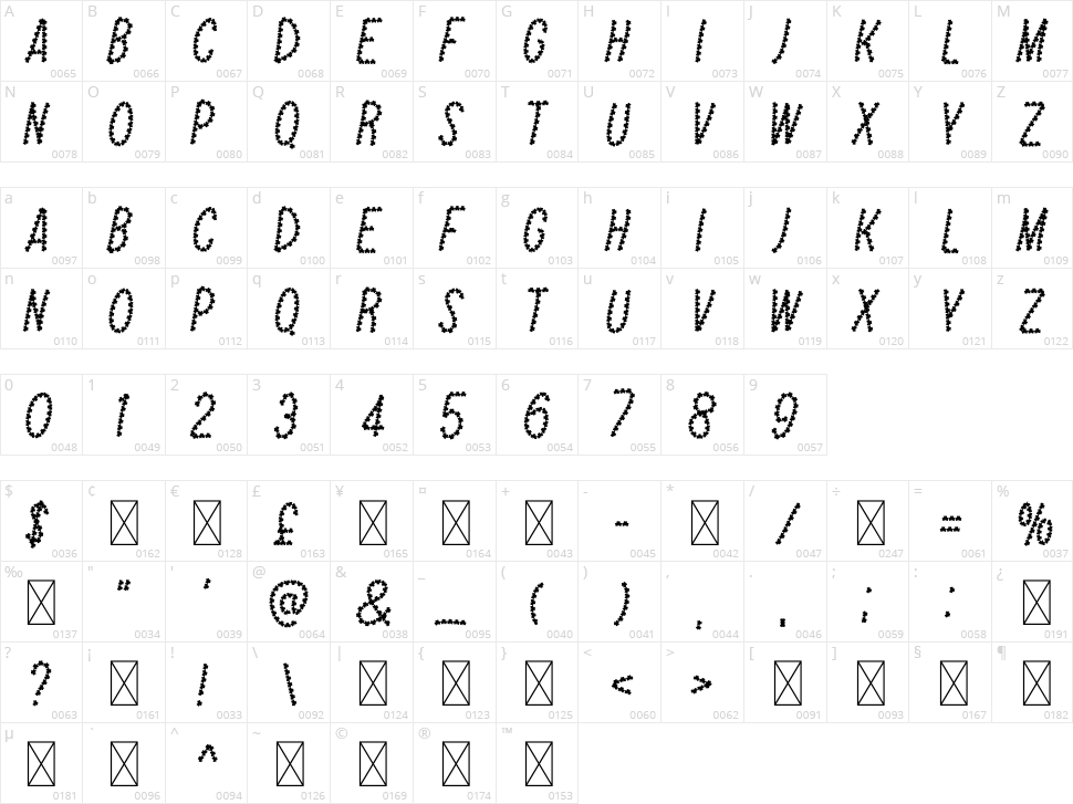 Free Shamrock – St. Patrick’s Day Font Character Map