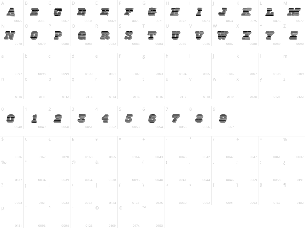 FreeLine Character Map