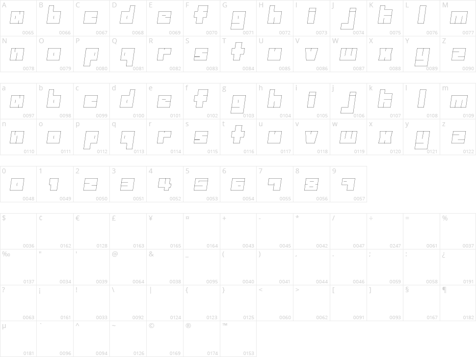 Freeze Character Map