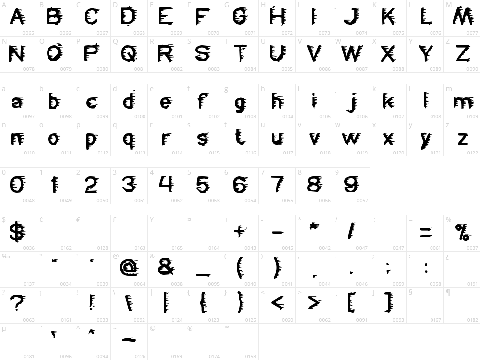 Freezer Character Map