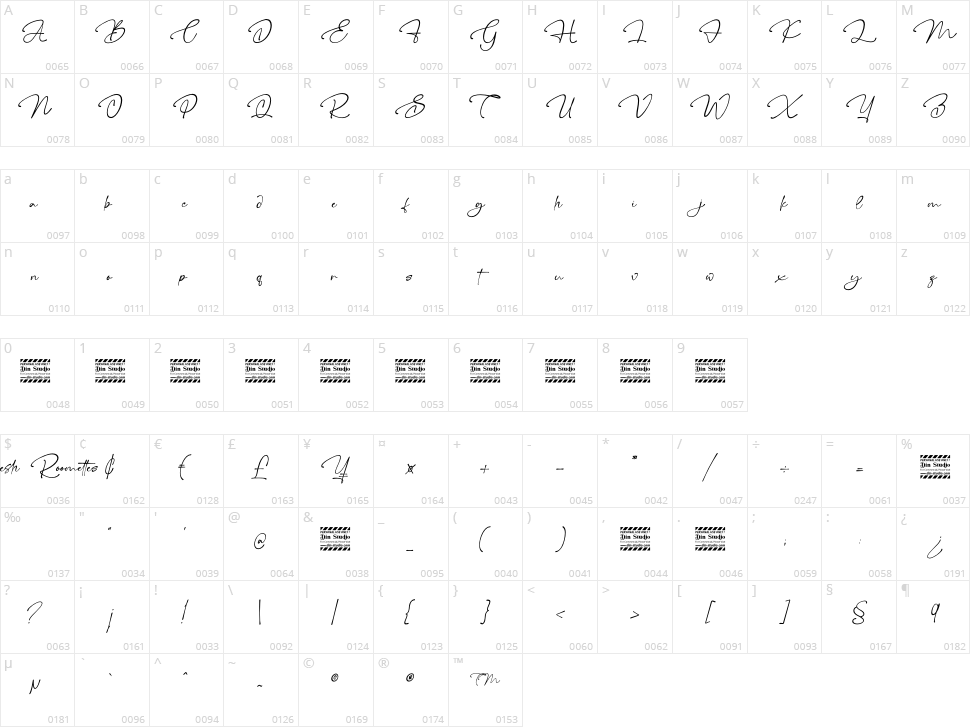 Fresh Roomettes Character Map
