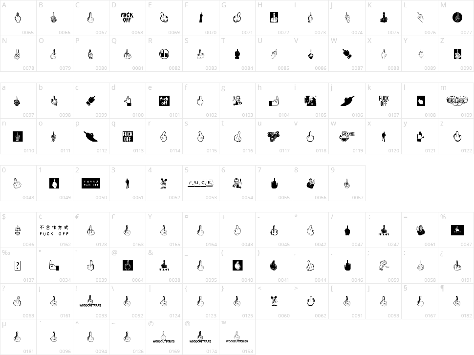 Fuck Off Character Map