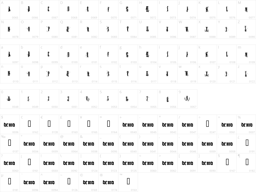 Fuck you Las Vegas Character Map