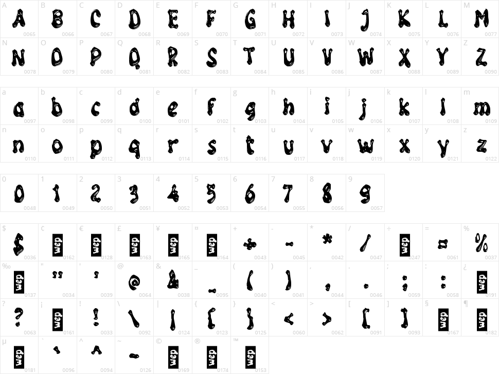 g Groovy Gold Character Map