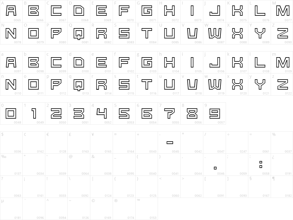G-Type Character Map