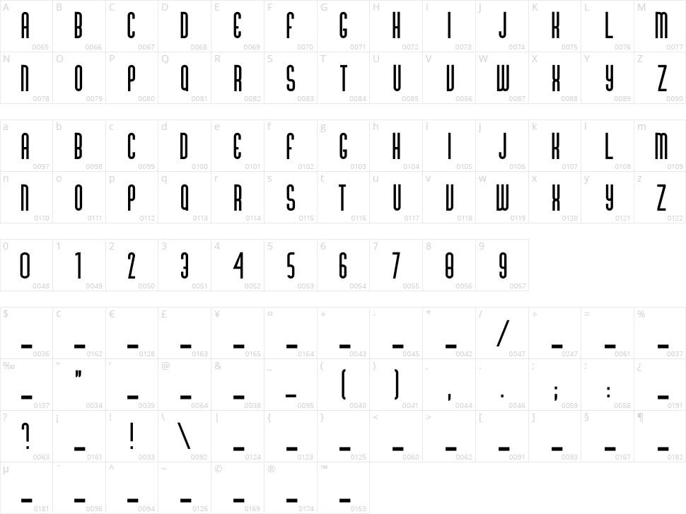 Gabba All Caps Character Map