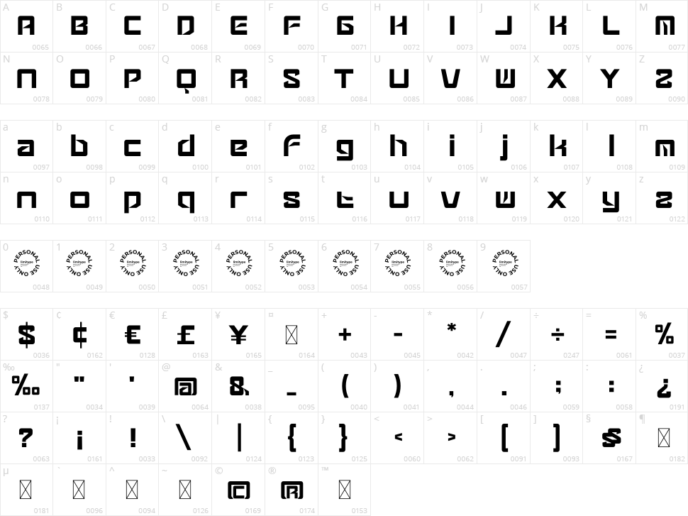 Gadems Character Map