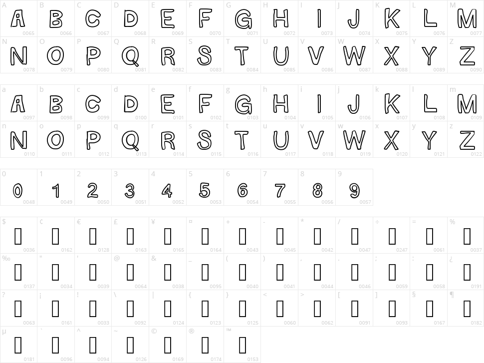 Gaelle Majuscule Character Map