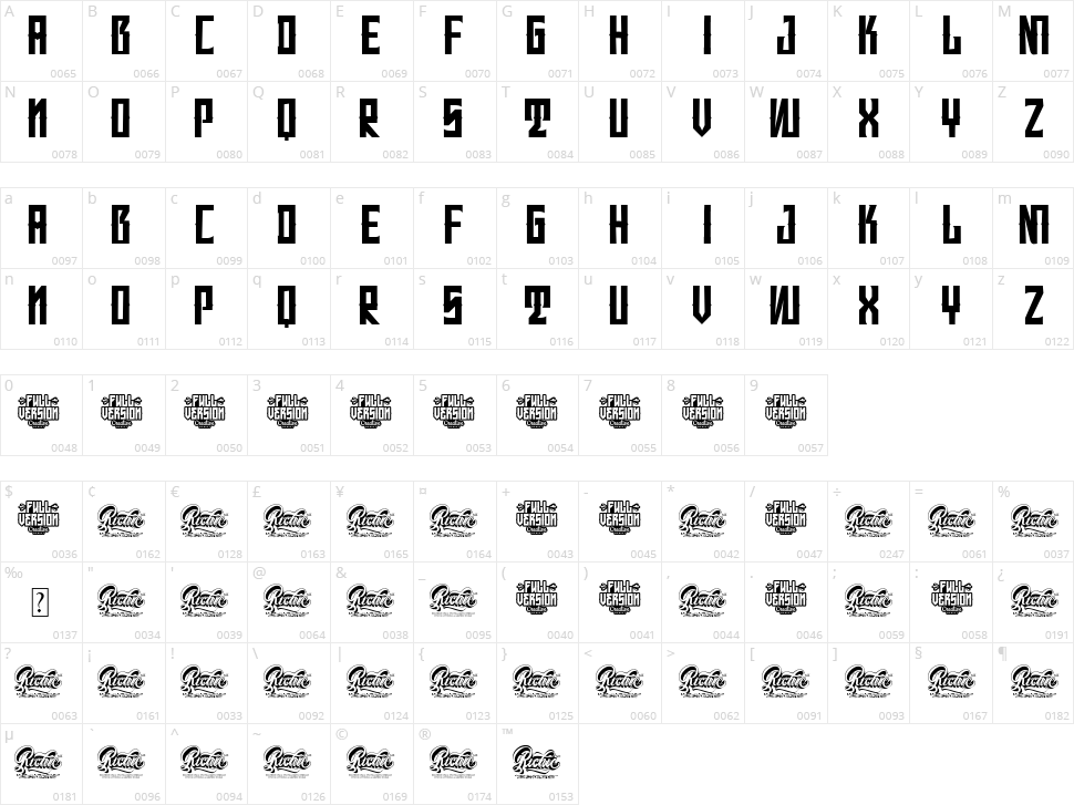Gangsta Character Map
