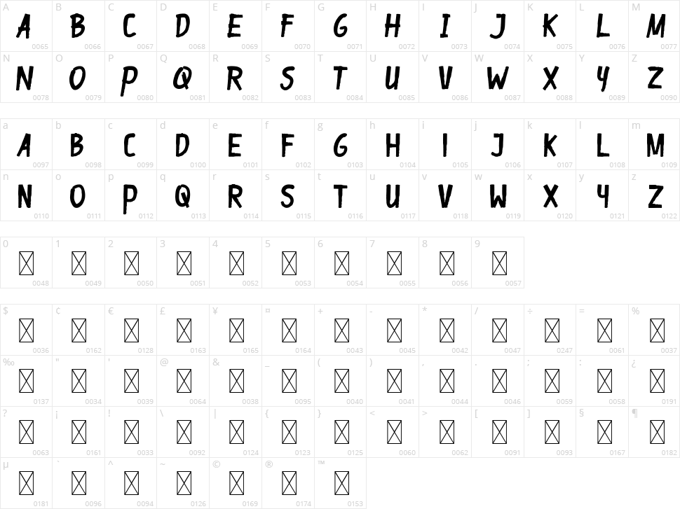 Gapbrooth Character Map