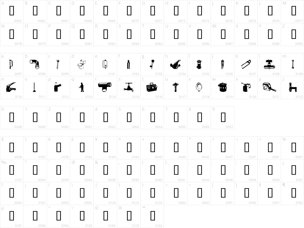 Gasfiterbarrera Character Map