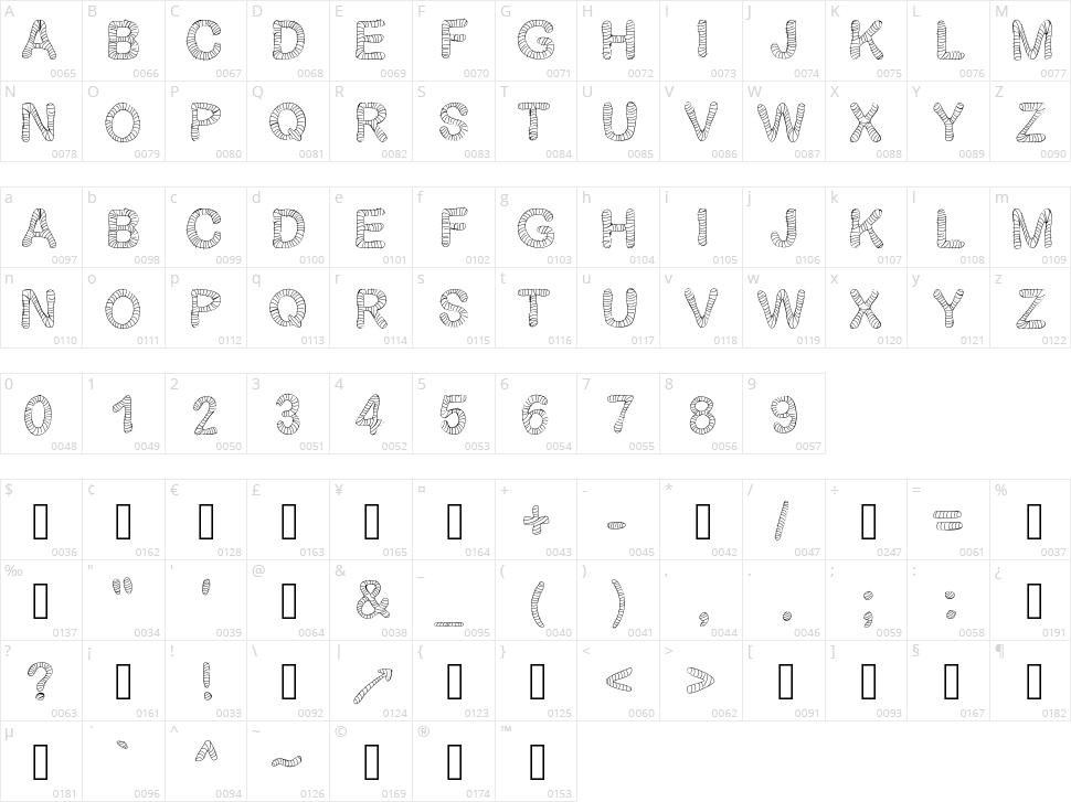 Gel Stripped Character Map