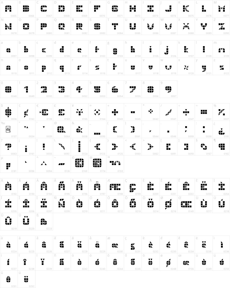 Geo Grid 9 Character Map
