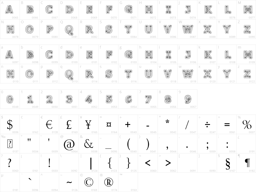 Geometri Outline Character Map