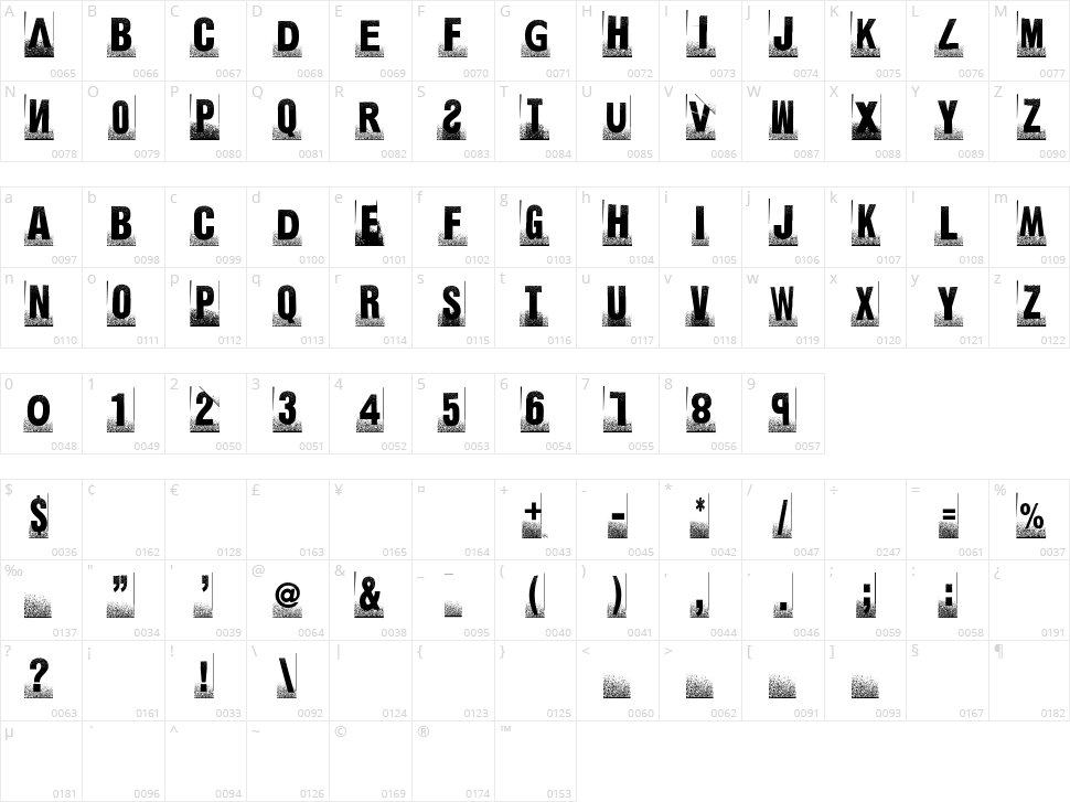 Ghetto Marquee Character Map