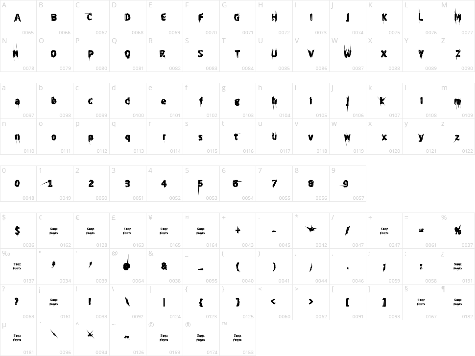Ghost Everywhere Character Map