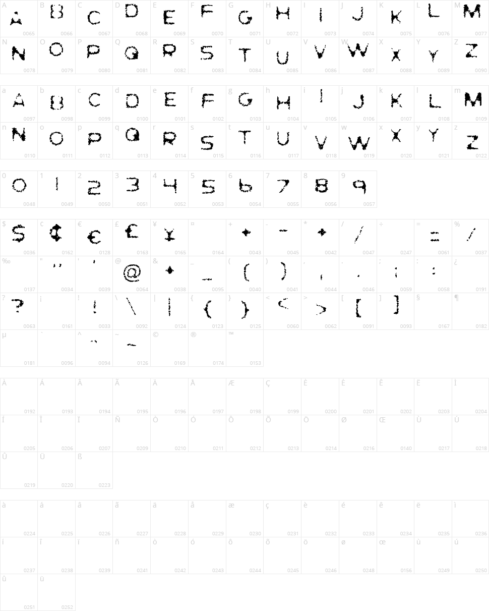 Ghostly Prints Character Map