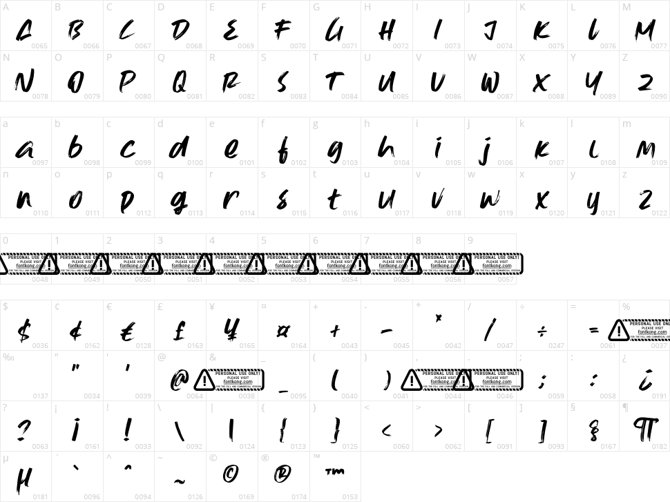 Gilbern Character Map