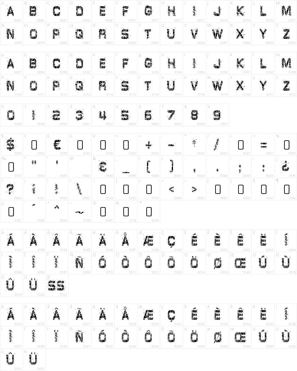 GlazKrak Character Map