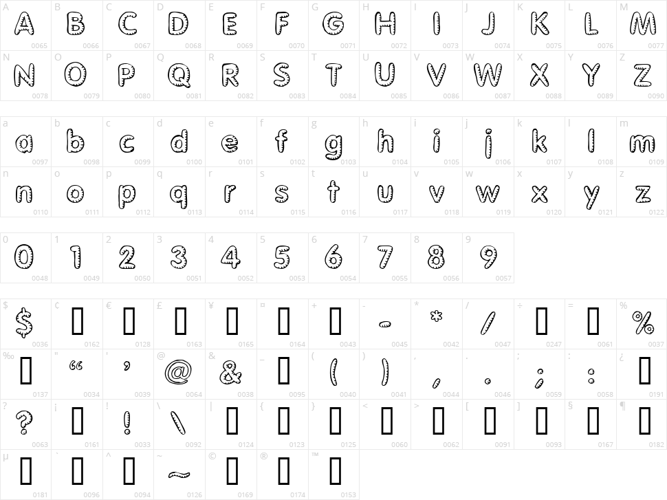 Glimstick Character Map