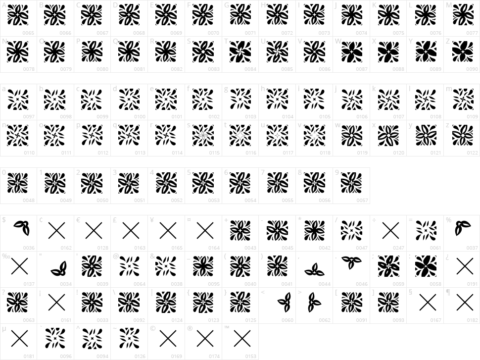 GlukFrames07 Character Map