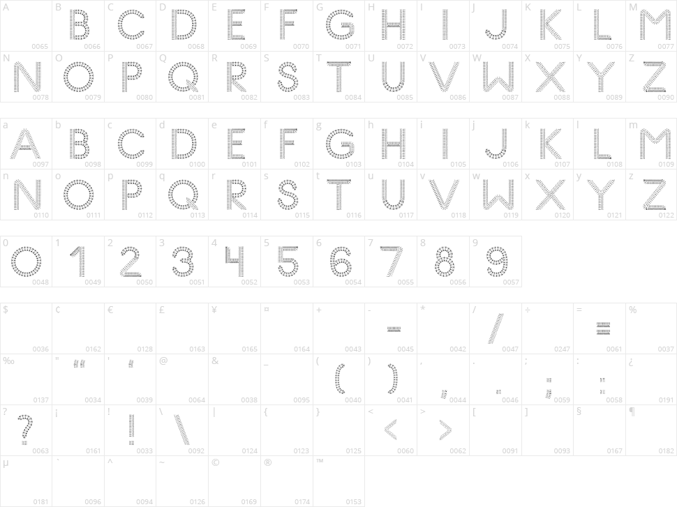 Glyph Stitch Character Map