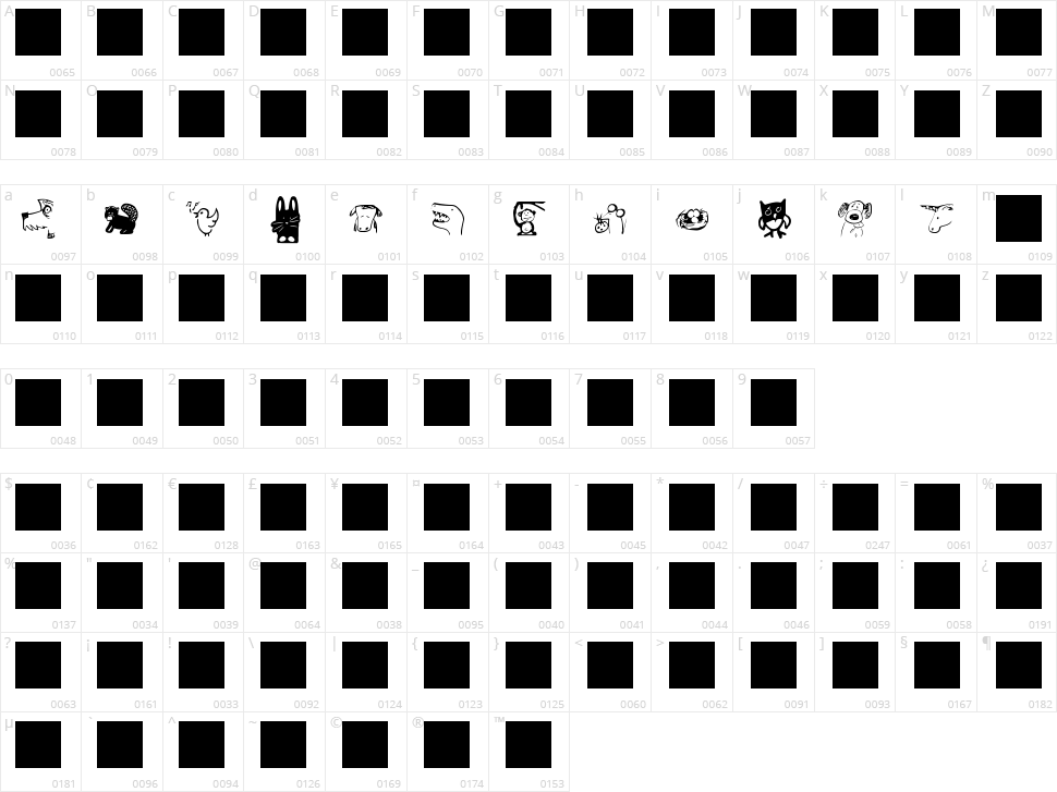 GM Doodles Animals Character Map