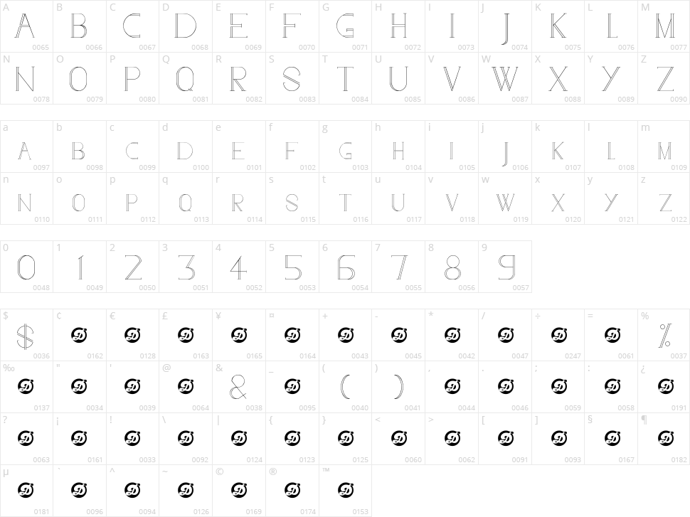 Go to the sky Character Map
