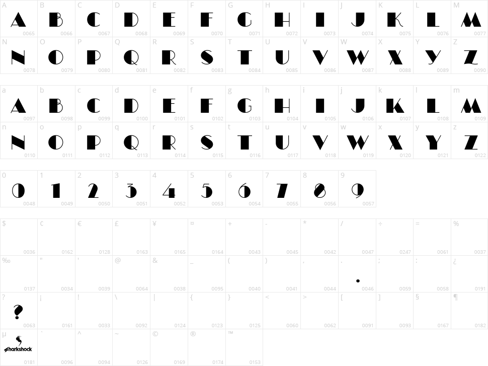 Goldroom Character Map