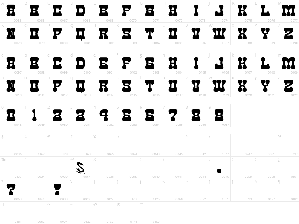Goma Western 2 Character Map