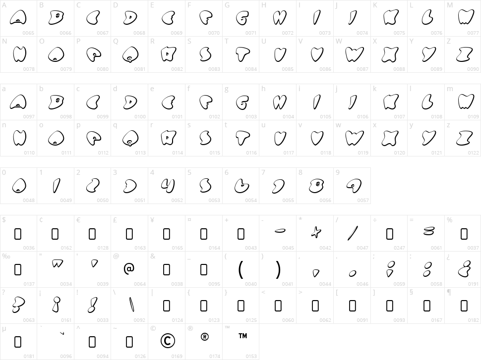 Got no heart Character Map