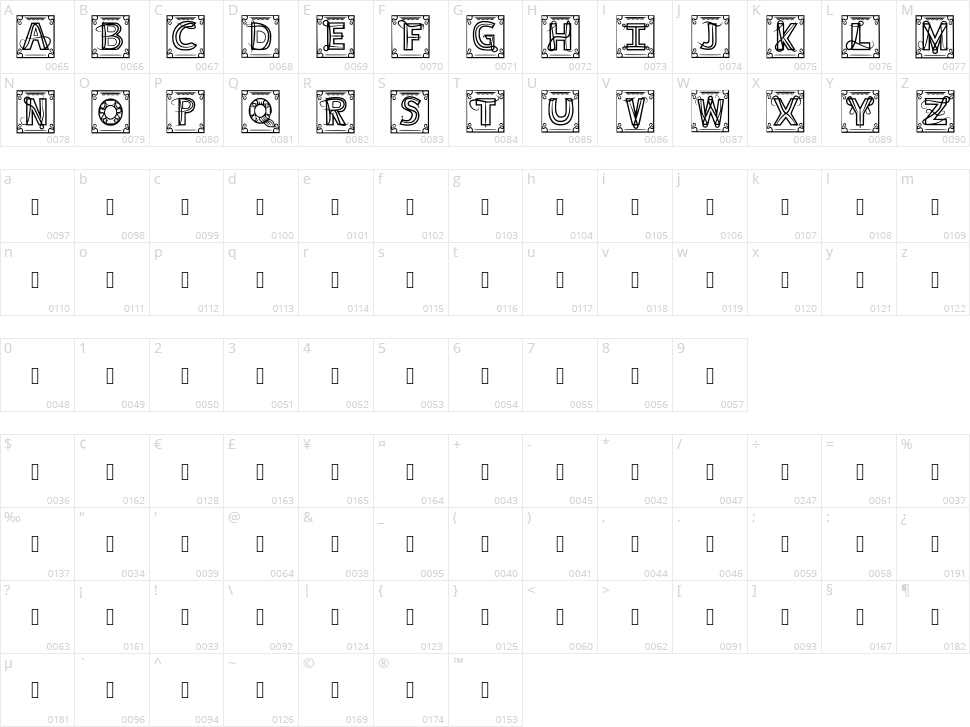Gotico Suave Character Map